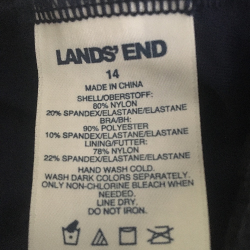 Lands End NWOT tankini navy blue/green size 14 - Picture 4 of 4